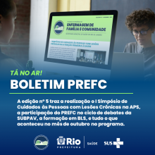 A imagem traz a chamada para a 5ª edição do boletim PREFC. 