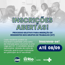 Imagem de residentes do PREFC sentados em círculo com a chamada "Inscrições abertas"